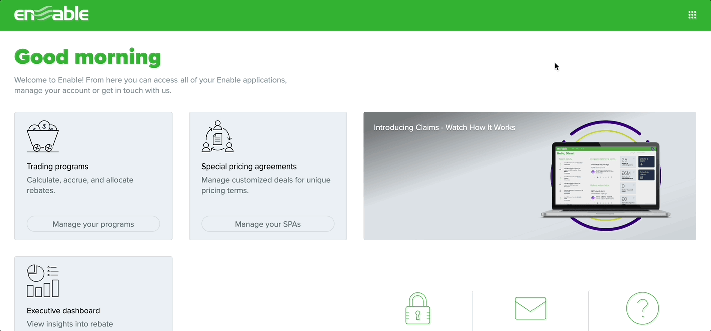Using the hub switcher to navigate to the trading programs app